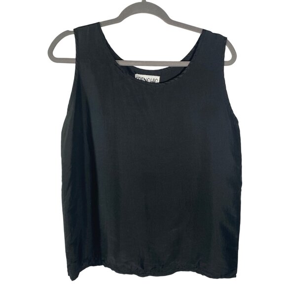 Black Frenchic 100% Silk Sleeveless Tank Top M boxy upgraded basic capsule wardr - Picture 1 of 6